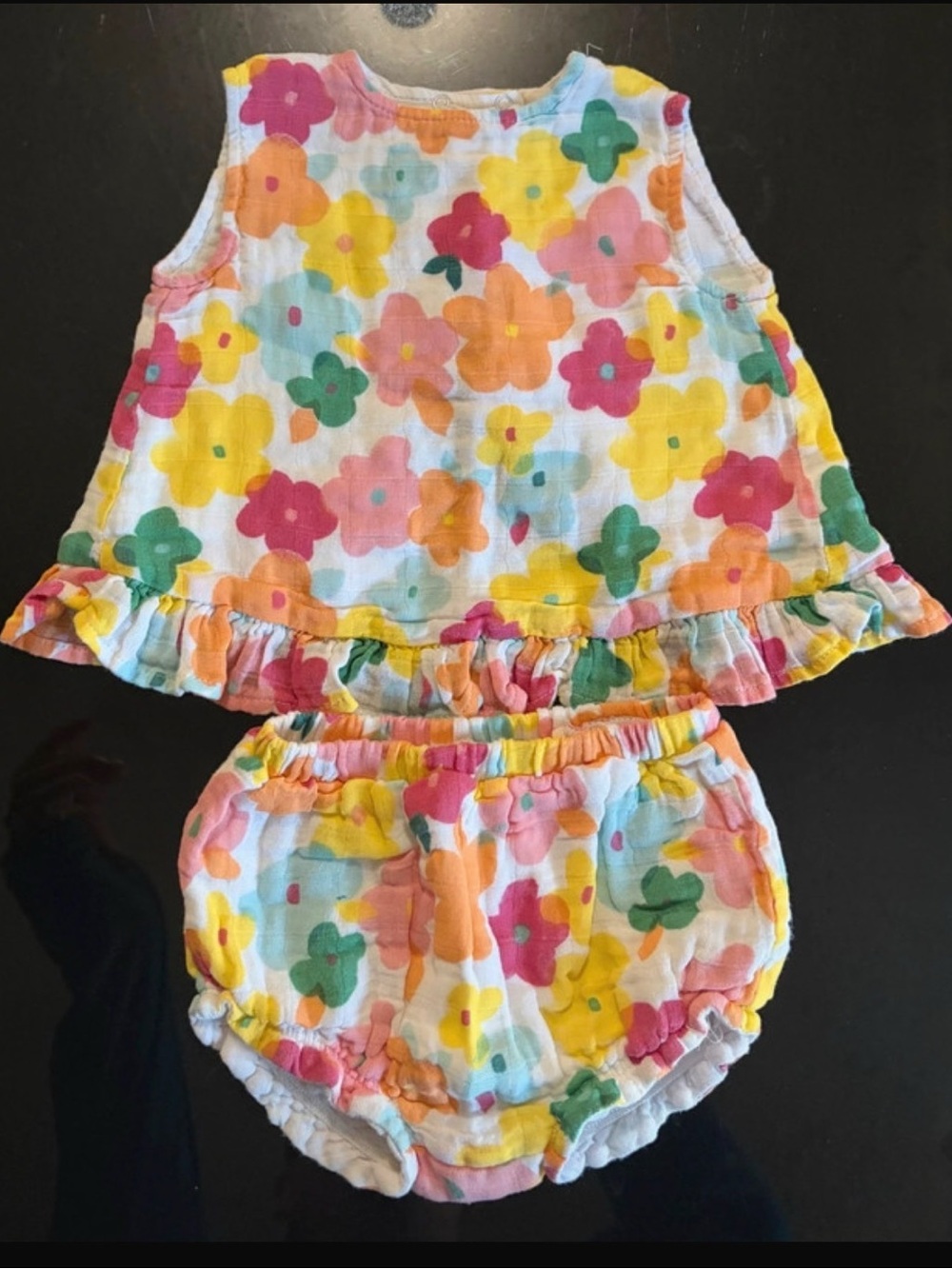 Baby Floral Ruffle Top & Bloomers Set - Multicolor Tullabee 6@12 M